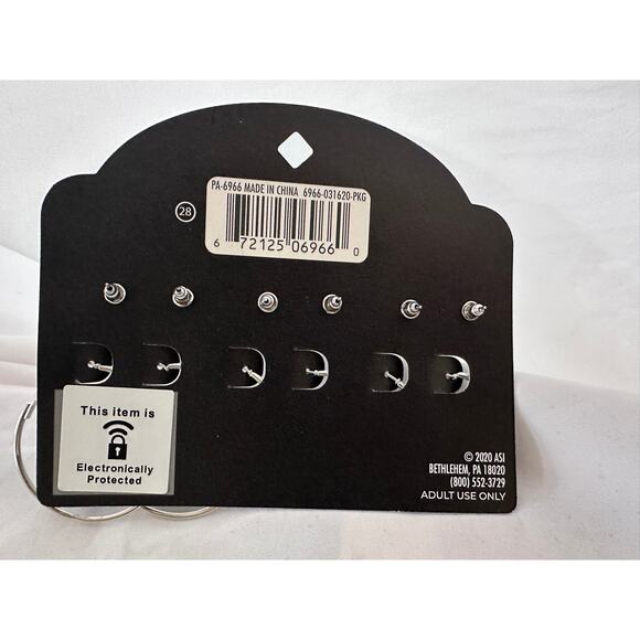 Jasmine Lane New Silver Hoop & Stud Earring Set - 6 Piece - Picture 2 of 7